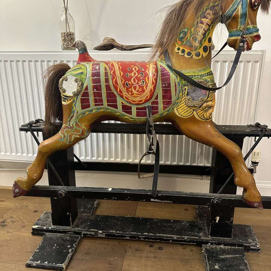 Antique Fairground carousel horse, Showman's Galloper Hand Painted  Signed to base DJP  F
