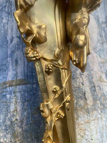 Pair of Gilt Bronze Cherub Wall Lights Sconces Signed