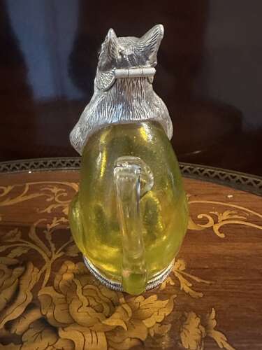 Silver Plated & Yellow Glass Squirrel Decanter