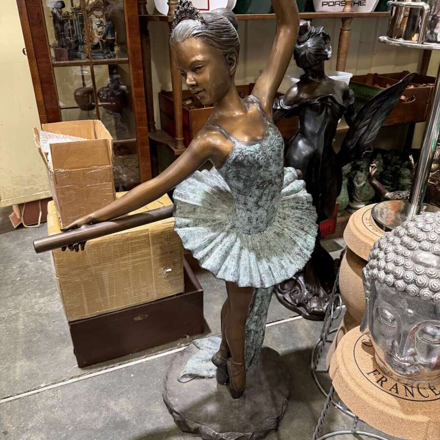 Large Bronze Ballerina Dancing Pose Girl Figure Statue Garden