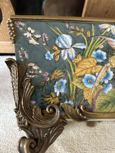 Bronze & Porcelain Parrot Exotic Bird Design Casket Jewellery Box