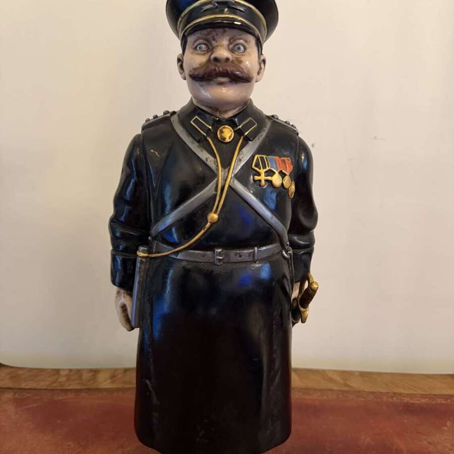 A RARE LARGE CONTINENTAL COLD PAINTED BRONZE  Russian COSSACK