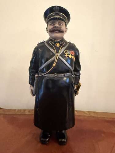 A RARE LARGE CONTINENTAL COLD PAINTED BRONZE  Russian COSSACK