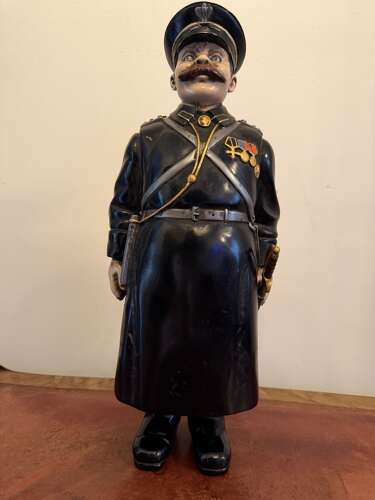 A RARE LARGE CONTINENTAL COLD PAINTED BRONZE  Russian COSSACK