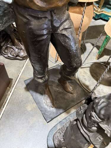 Bronze Water Fountain Sculpture Boy Playing Flute 114 Cm Tall